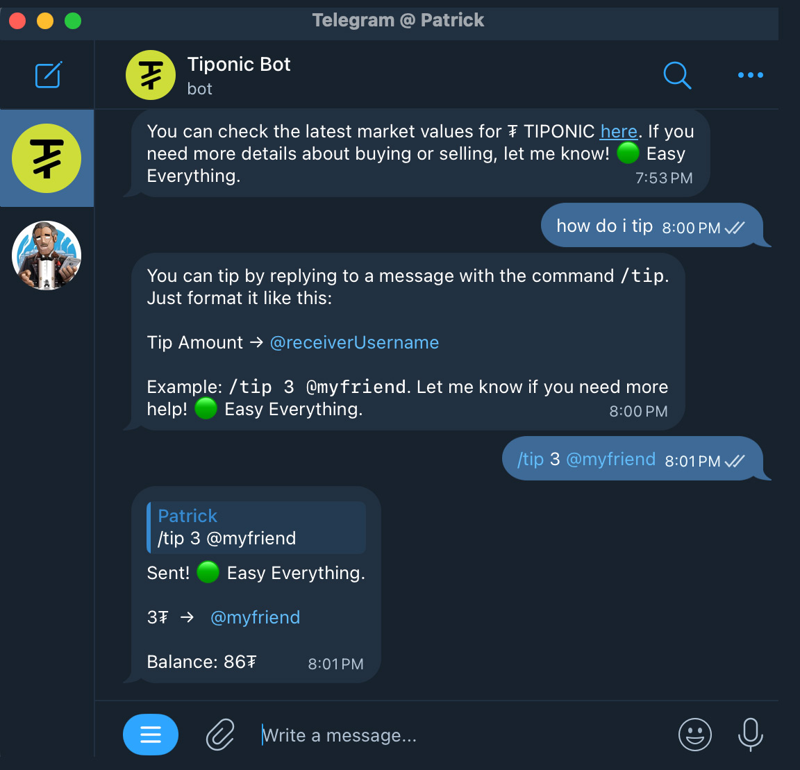 telegram window screen