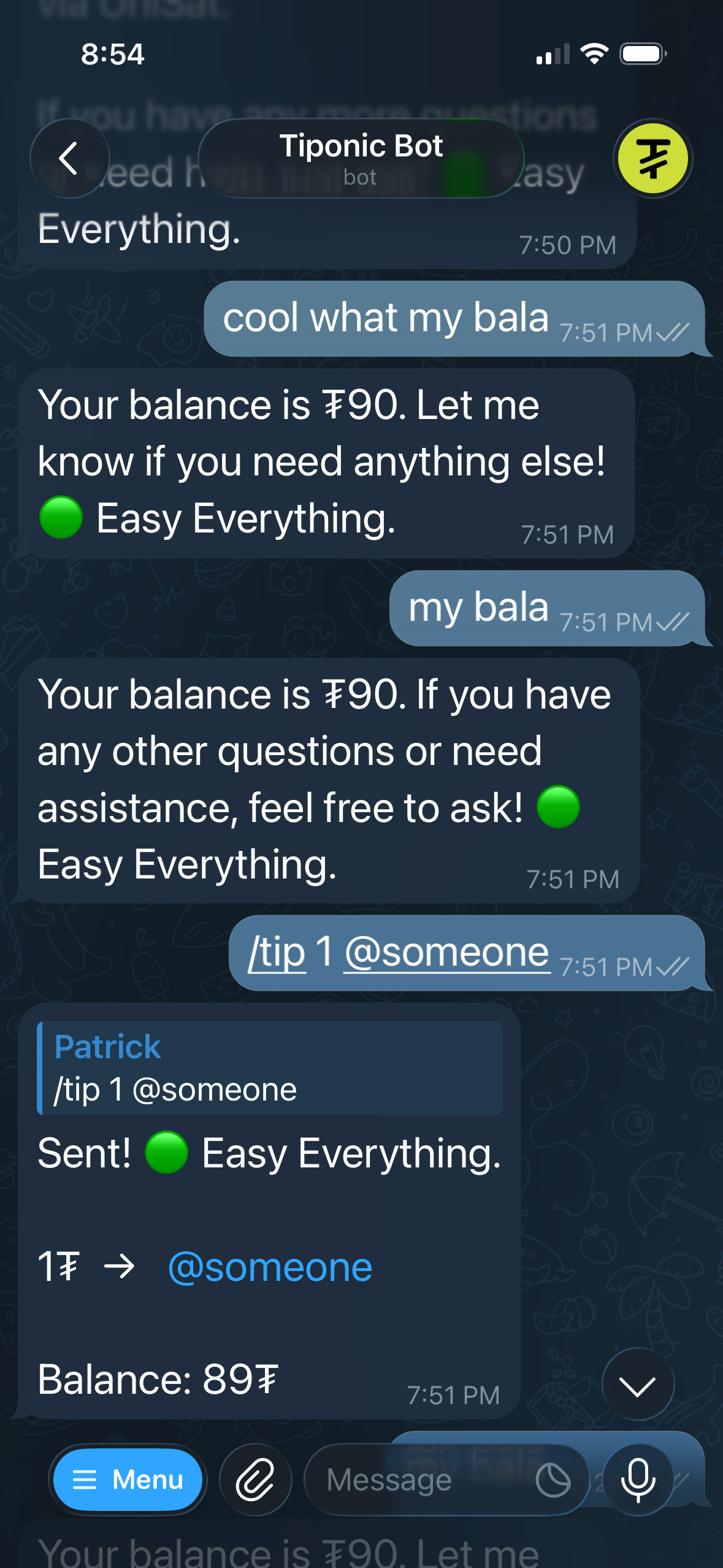 telegram window screen